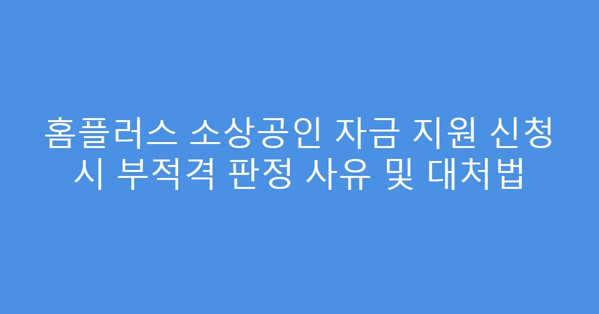 홈플러스 소상공인 자금 지원 신청 시 부적격 판정 사유 및 대처법