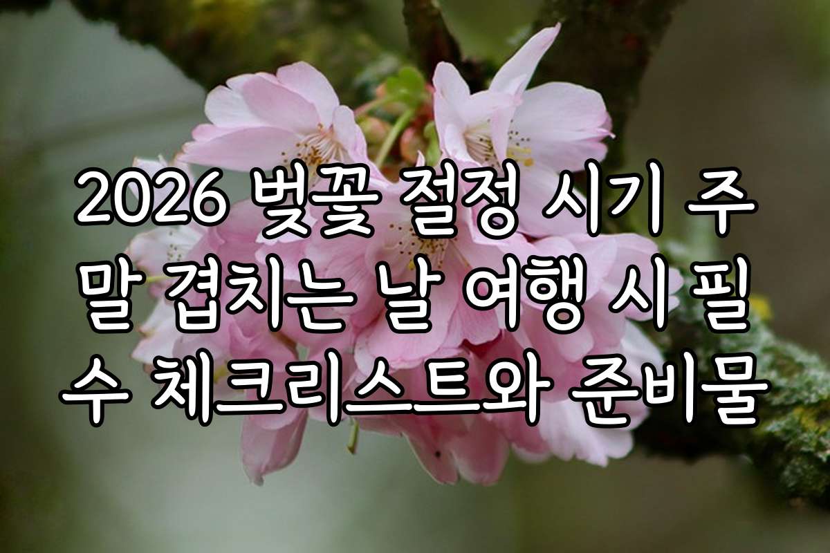 2026 벚꽃 절정 시기 주말 겹치는 날 여행 시 필수 체크리스트와 준비물