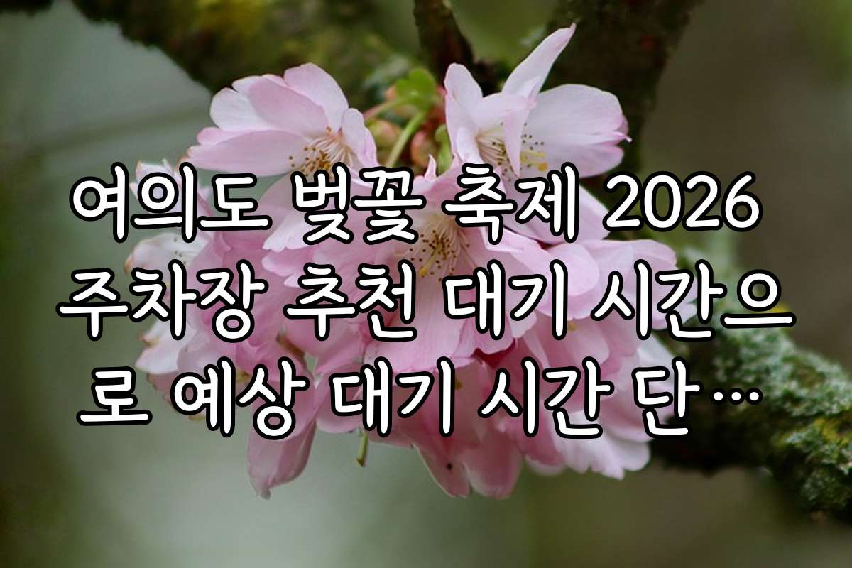 여의도 벚꽃 축제 2026 주차장 추천 대기 시간으로 예상 대기 시간 단축하는 방법