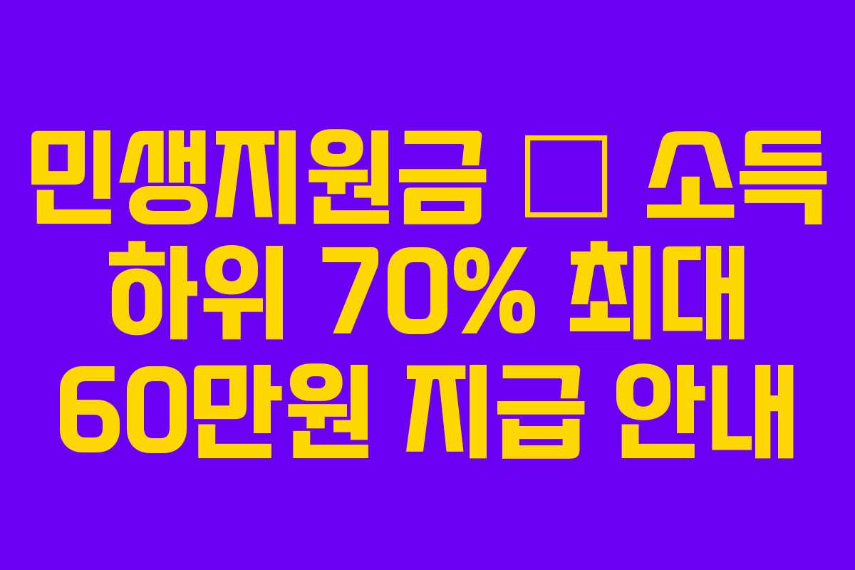 민생지원금 — 소득 하위 70% 최대 60만원 지급 안내