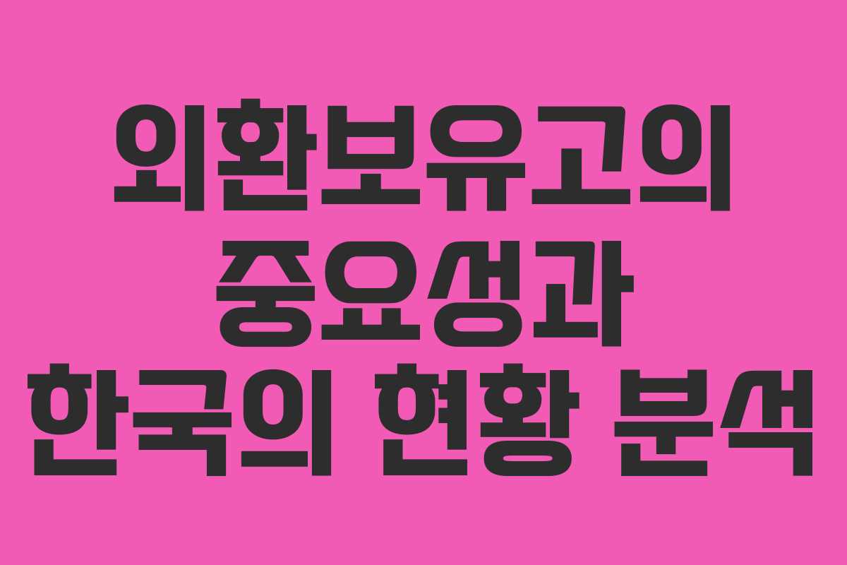 외환보유고의 중요성과 한국의 현황 분석