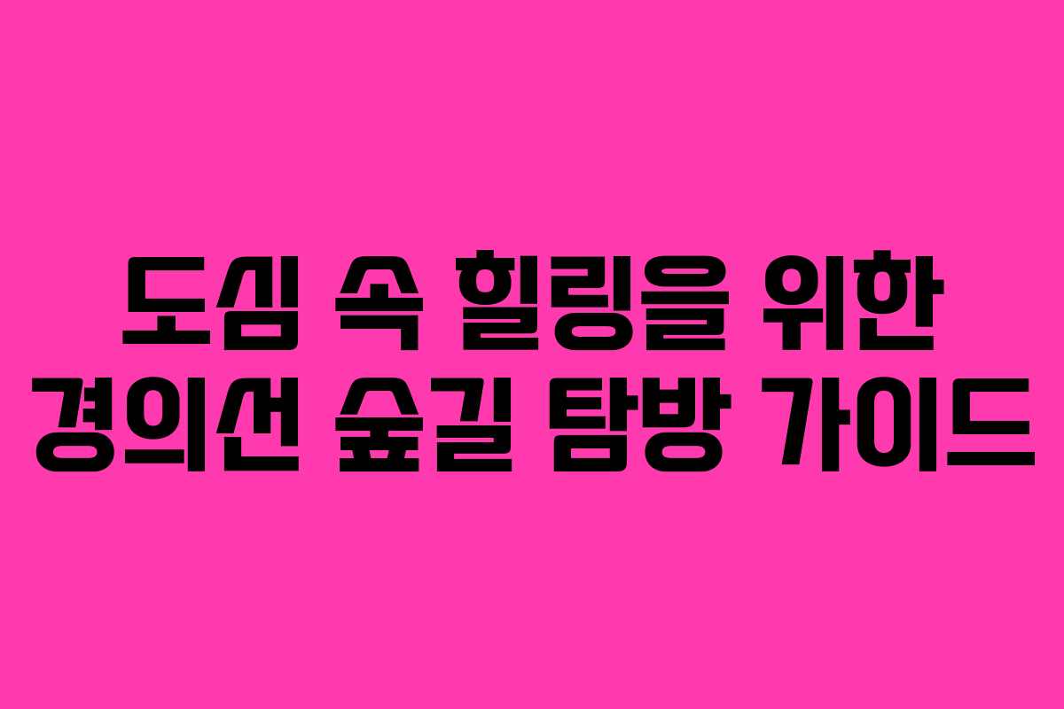 도심 속 힐링을 위한 경의선 숲길 탐방 가이드