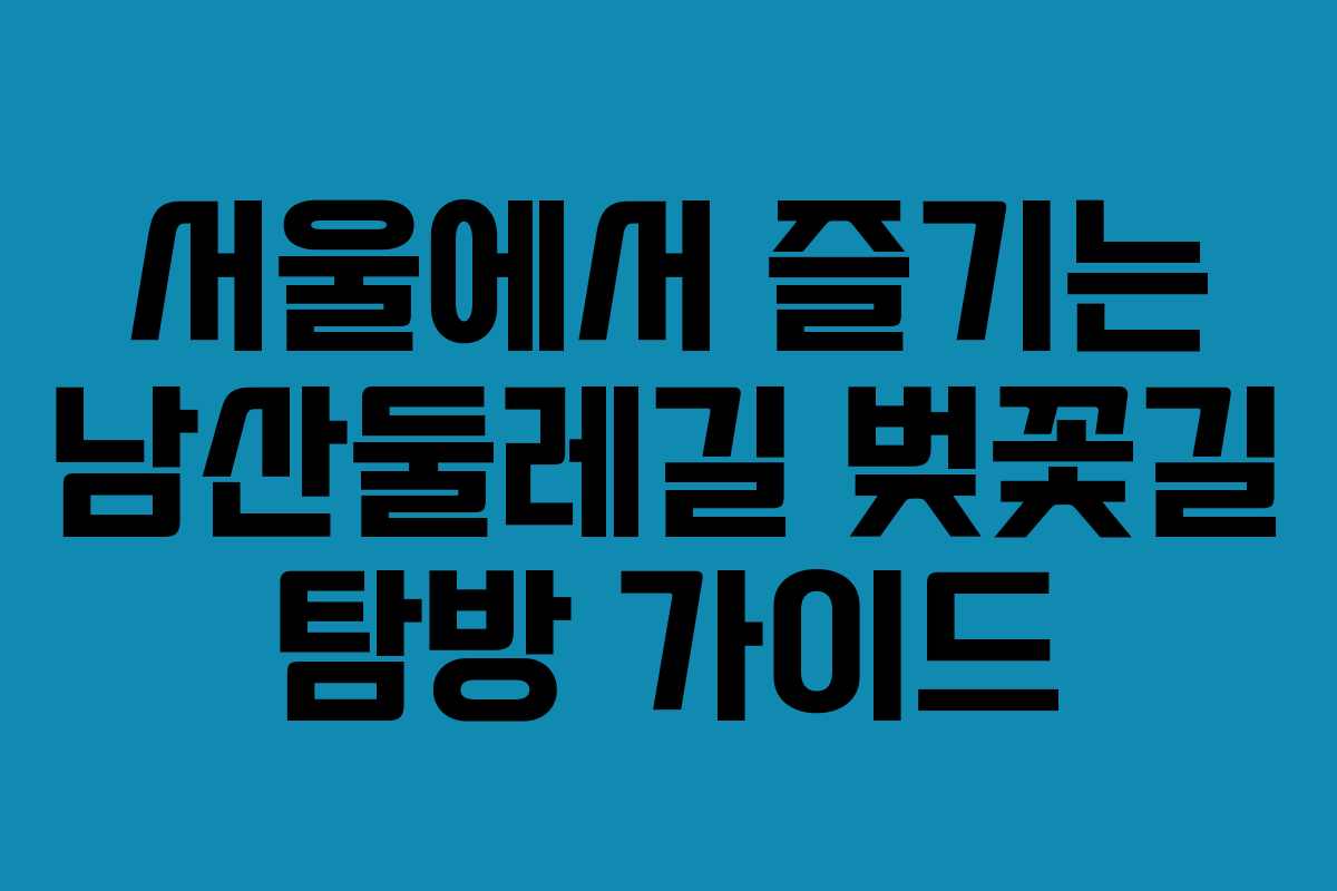 서울에서 즐기는 남산둘레길 벚꽃길 탐방 가이드