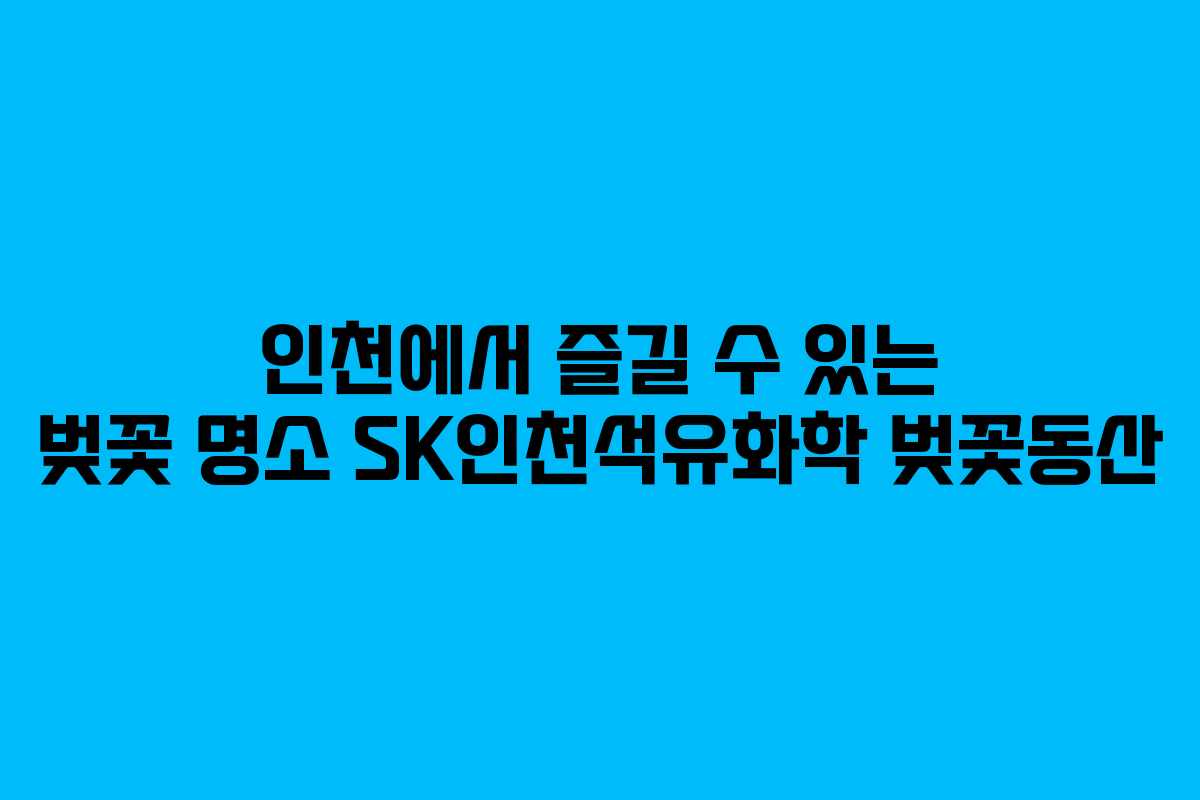 인천에서 즐길 수 있는 벚꽃 명소 SK인천석유화학 벚꽃동산