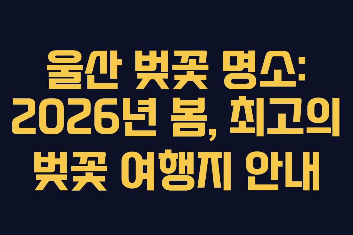 울산 벚꽃 명소: 2026년 봄, 최고의 벚꽃 여행지 안내