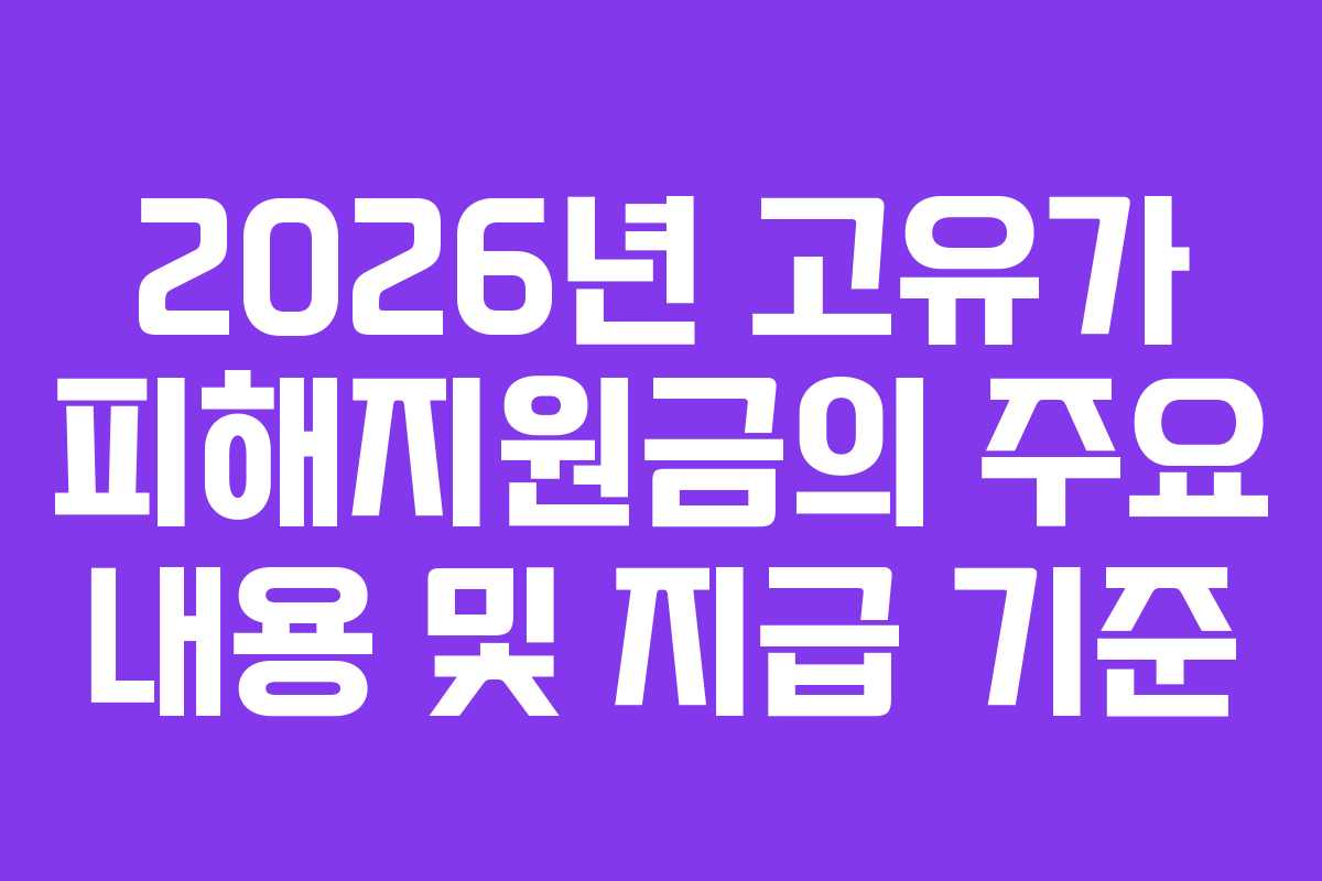 2026년 고유가 피해지원금의 주요 내용 및 지급 기준