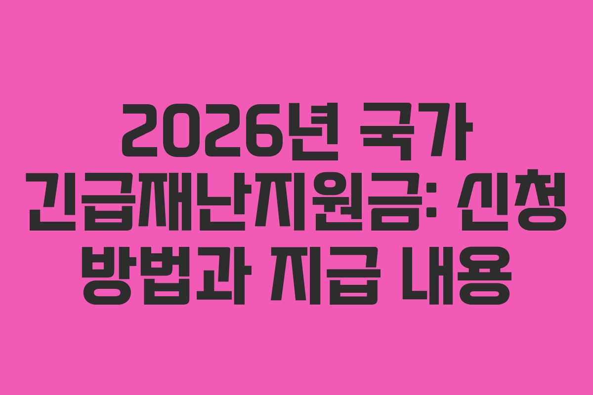 2026년 국가 긴급재난지원금: 신청 방법과 지급 내용