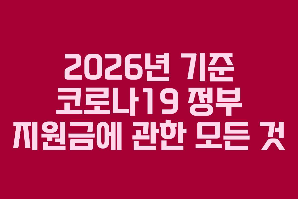 2026년 기준 코로나19 정부 지원금에 관한 모든 것