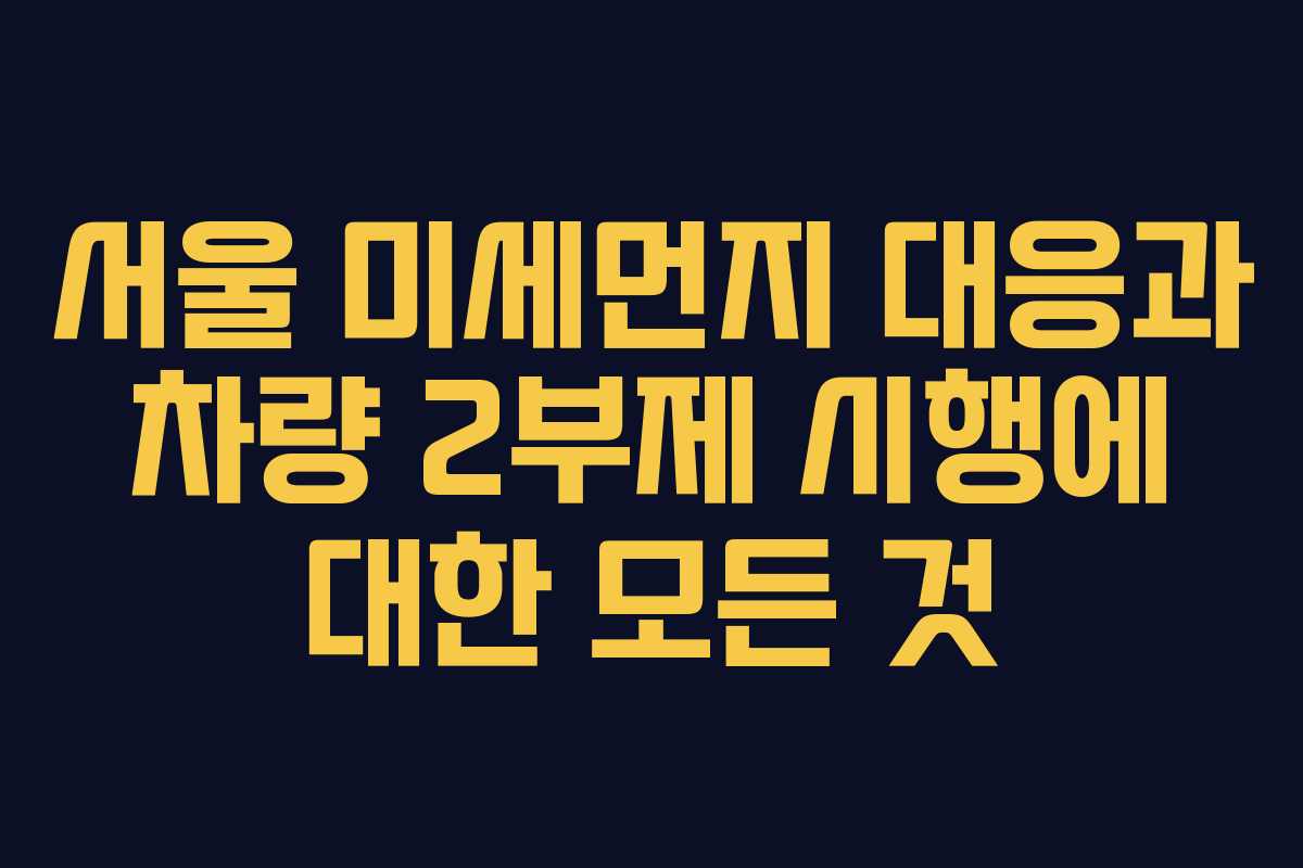 서울 미세먼지 대응과 차량 2부제 시행에 대한 모든 것