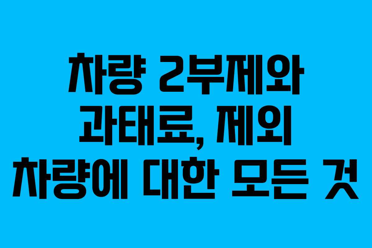 차량 2부제와 과태료, 제외 차량에 대한 모든 것