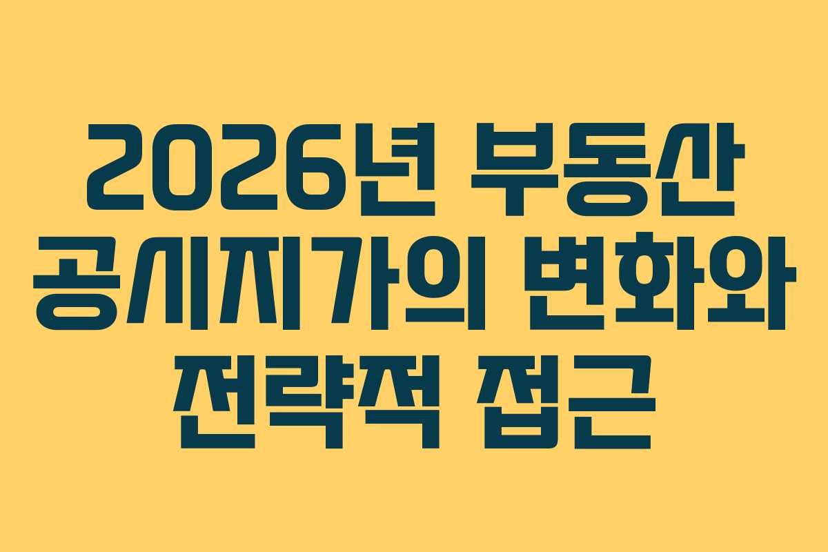 2026년 부동산 공시지가의 변화와 전략적 접근