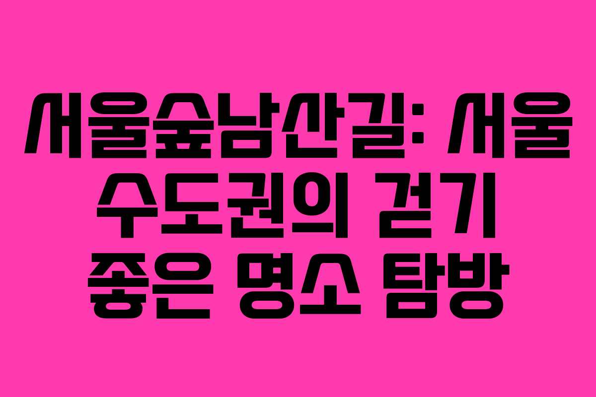 서울숲남산길: 서울 수도권의 걷기 좋은 명소 탐방
