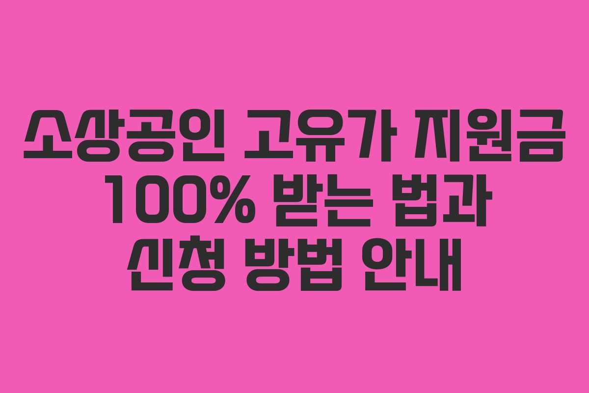 소상공인 고유가 지원금 100% 받는 법과 신청 방법 안내