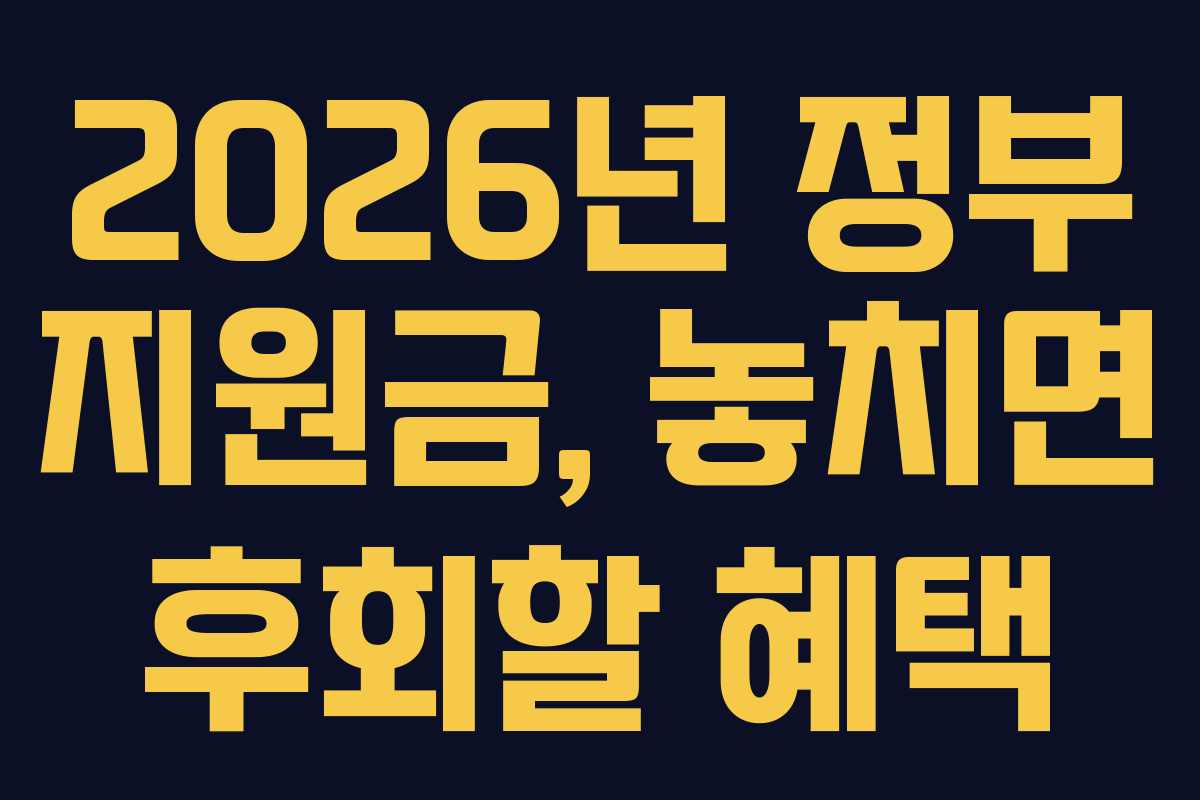 2026년 정부 지원금, 놓치면 후회할 혜택