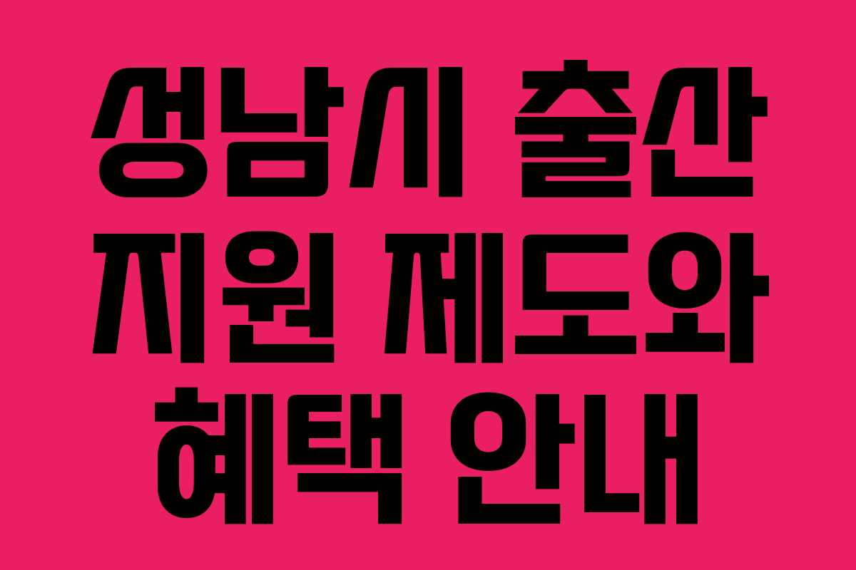 성남시 출산 지원 제도와 혜택 안내