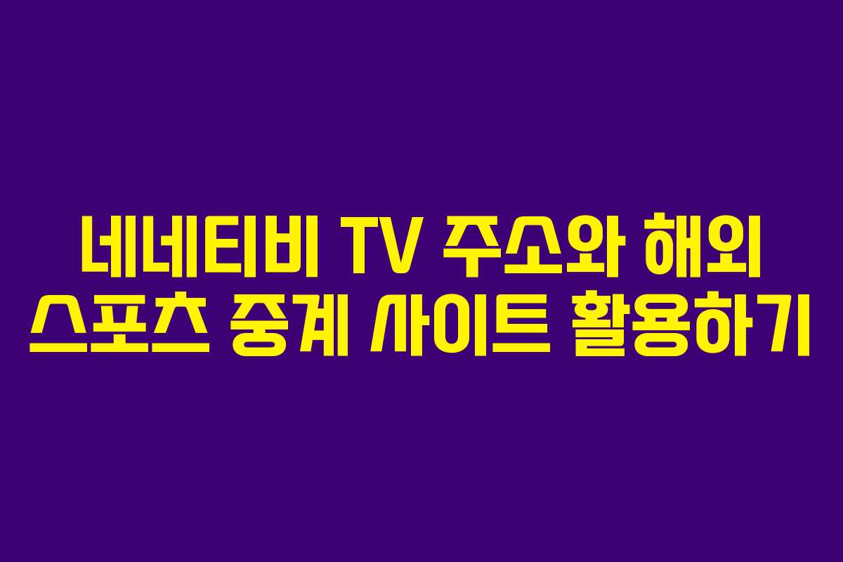 네네티비 TV 주소와 해외 스포츠 중계 사이트 활용하기