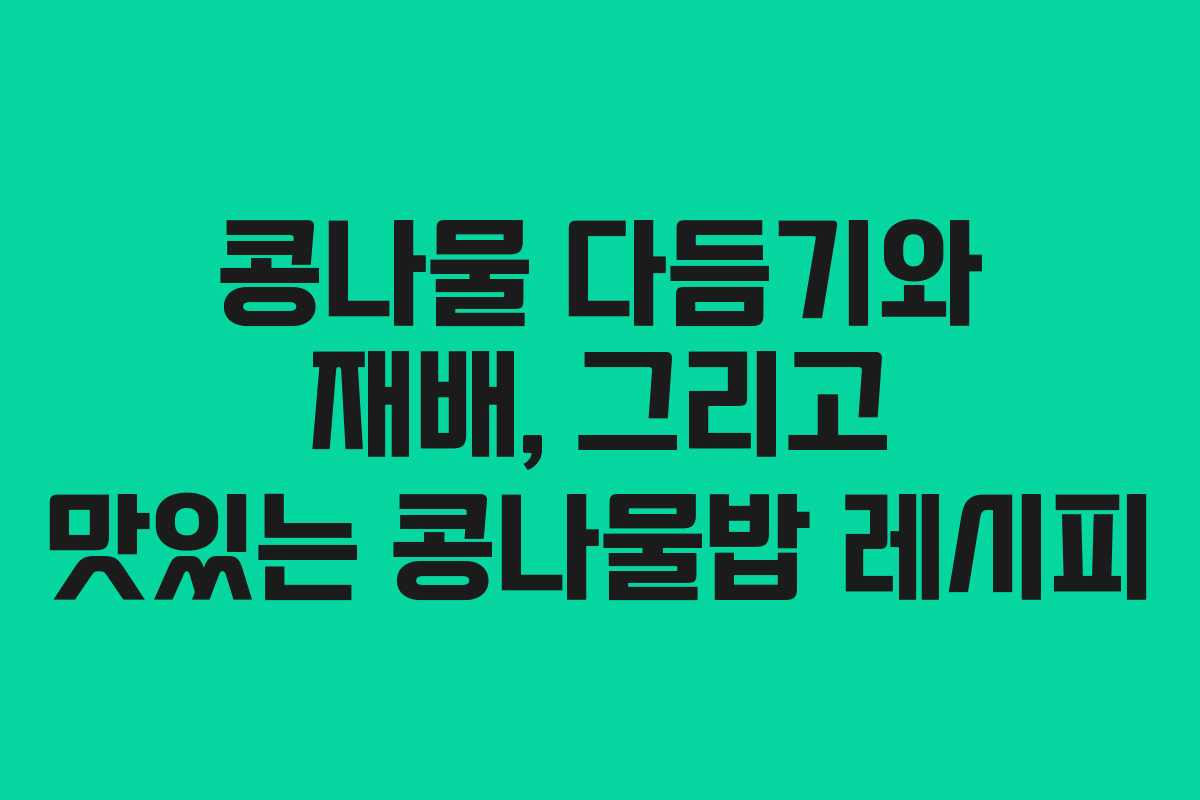 콩나물 다듬기와 재배, 그리고 맛있는 콩나물밥 레시피