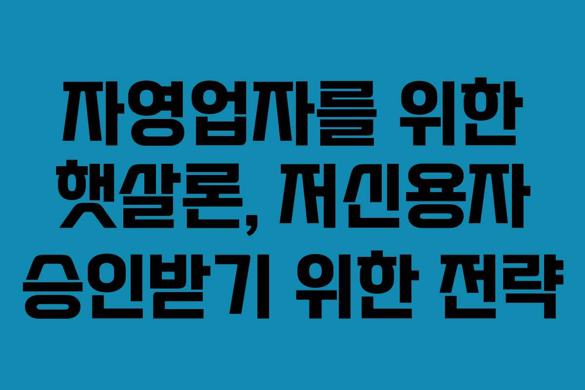 자영업자를 위한 햇살론, 저신용자 승인받기 위한 전략