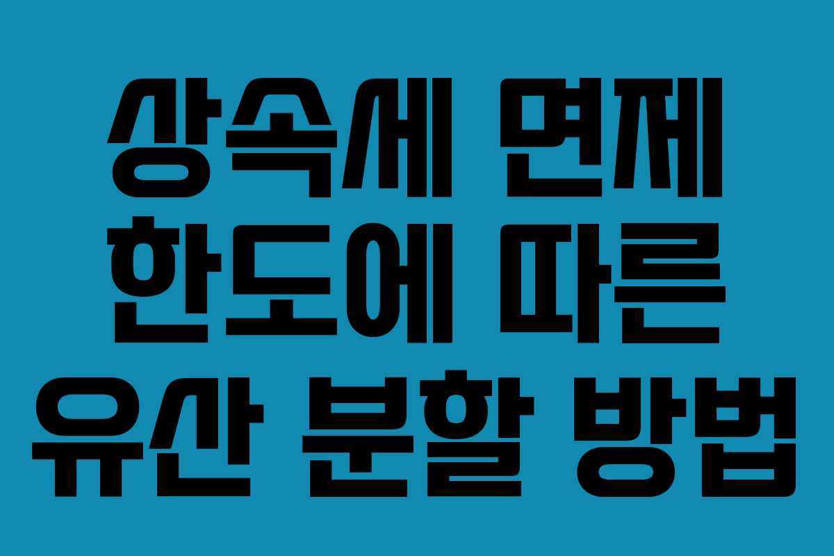 상속세 면제 한도에 따른 유산 분할 방법