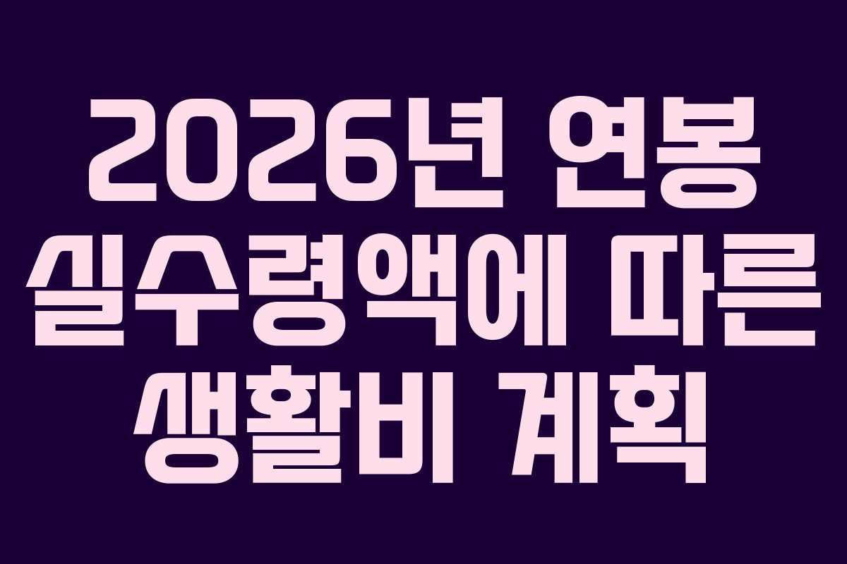 2026년 연봉 실수령액에 따른 생활비 계획