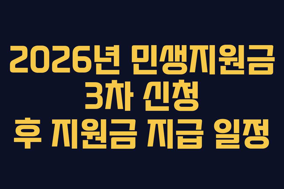 2026년 민생지원금 3차 신청 후 지원금 지급 일정