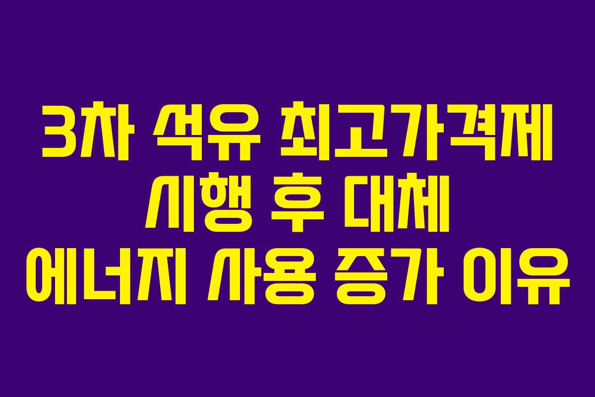 3차 석유 최고가격제 시행 후 대체 에너지 사용 증가 이유