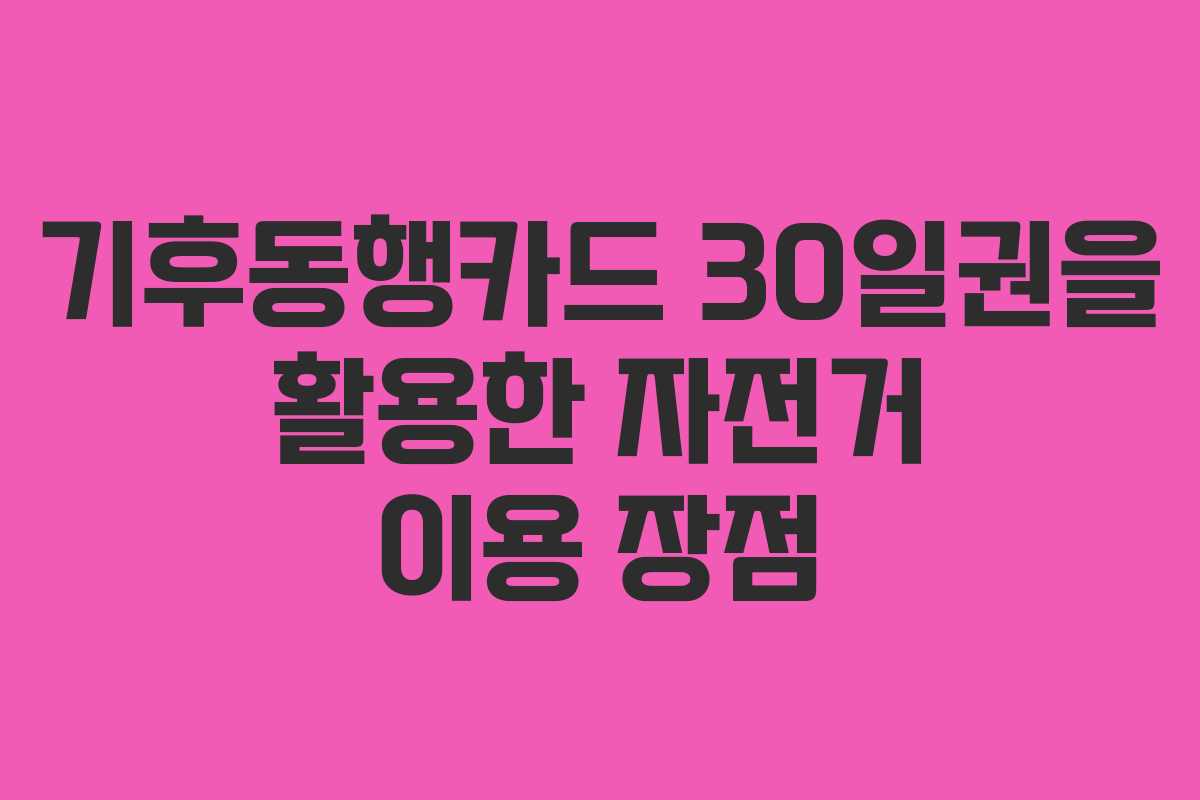 기후동행카드 30일권을 활용한 자전거 이용 장점