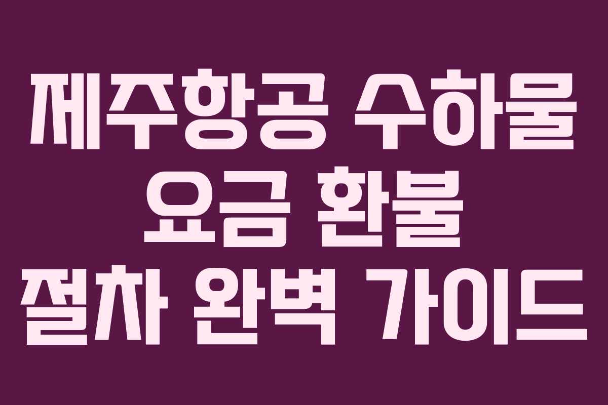 제주항공 수하물 요금 환불 절차 완벽 가이드