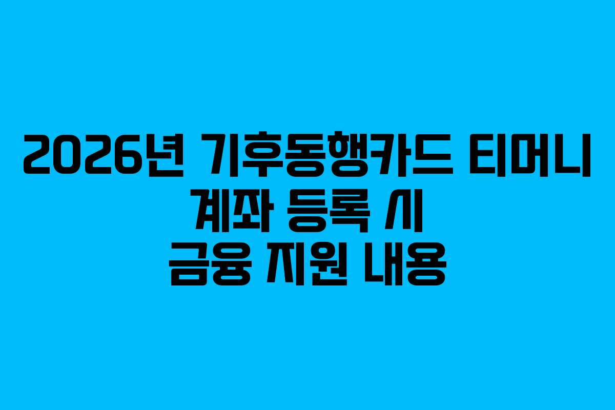 2026년 기후동행카드 티머니 계좌 등록 시 금융 지원 내용