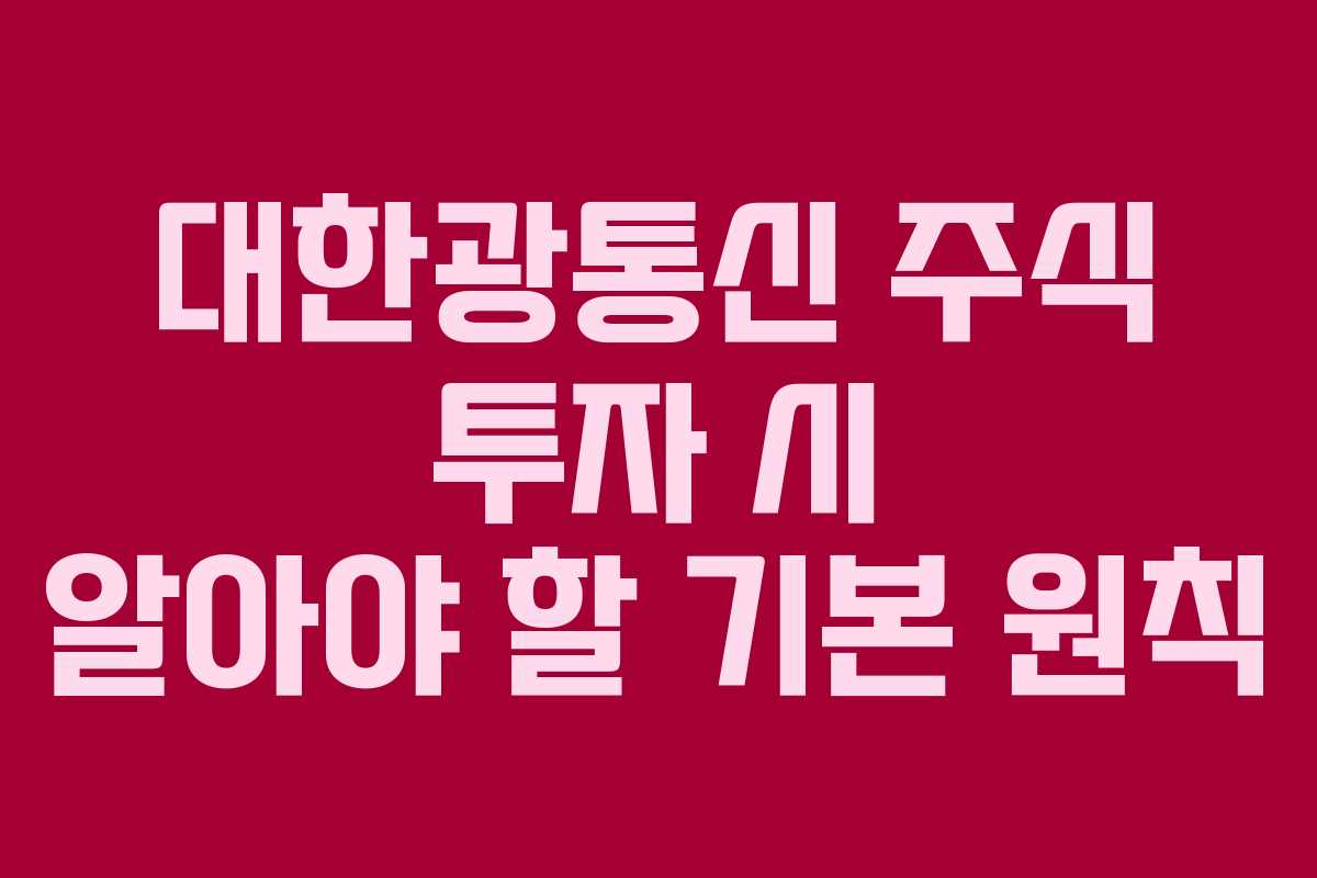 대한광통신 주식 투자 시 알아야 할 기본 원칙