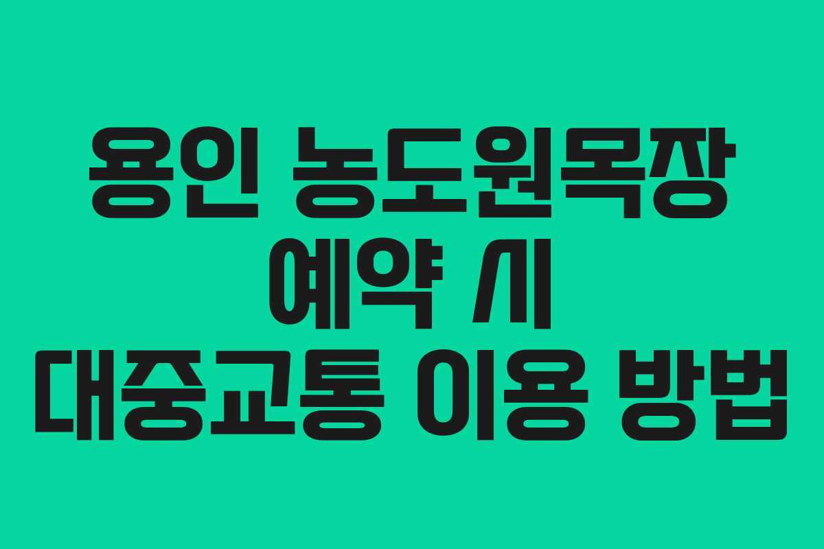 용인 농도원목장 예약 시 대중교통 이용 방법