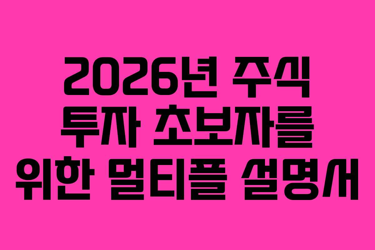 2026년 주식 투자 초보자를 위한 멀티플 설명서