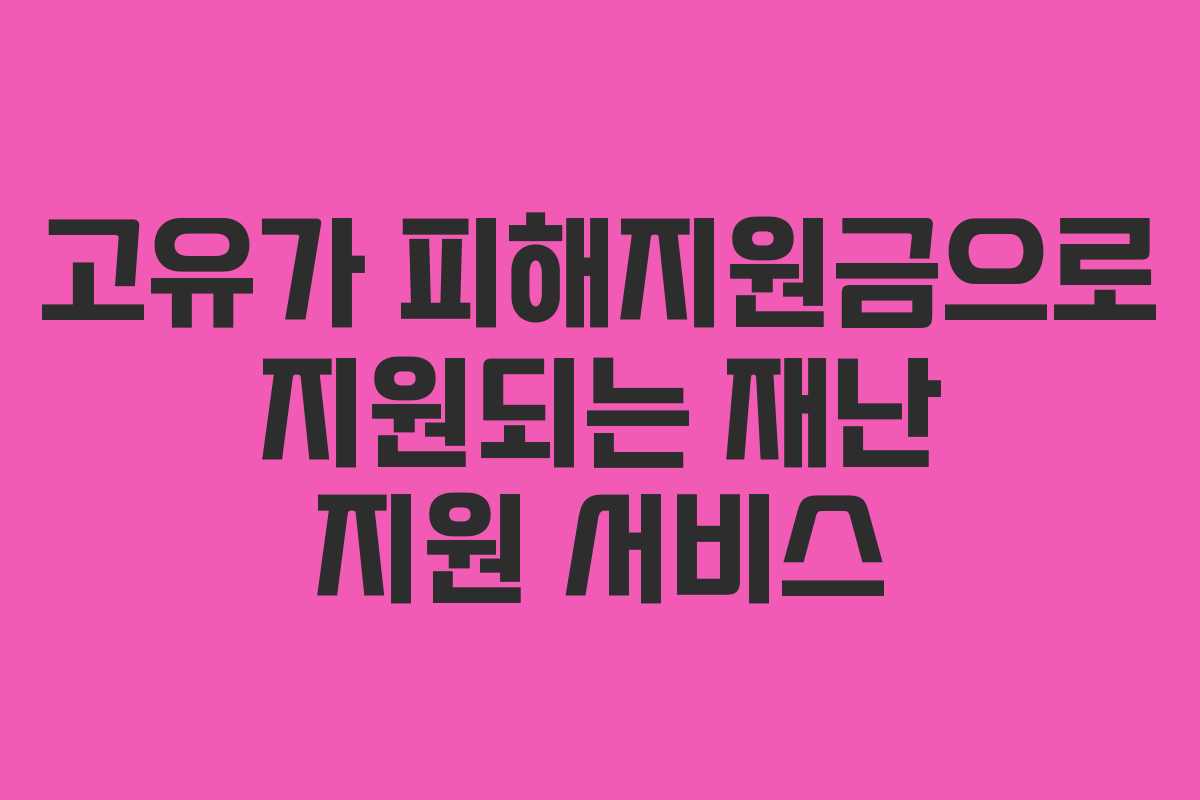 고유가 피해지원금으로 지원되는 재난 지원 서비스