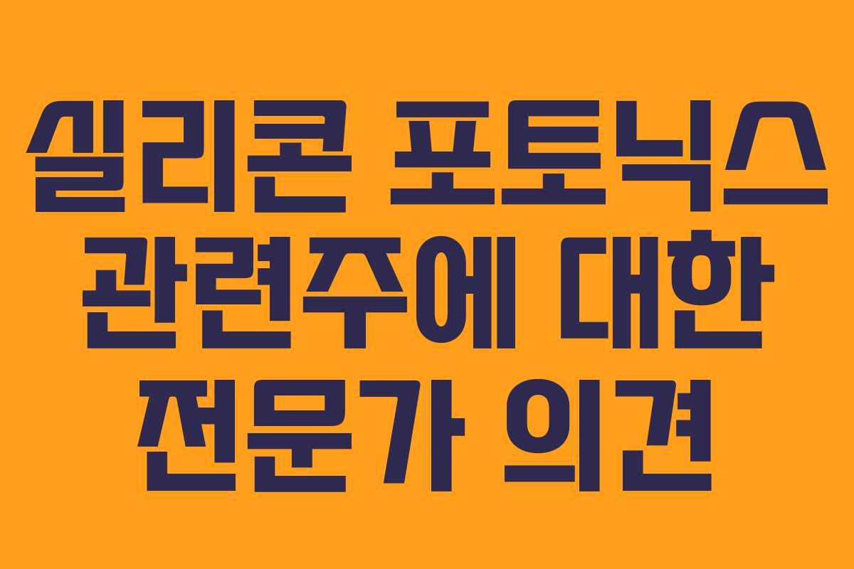 실리콘 포토닉스 관련주에 대한 전문가 의견