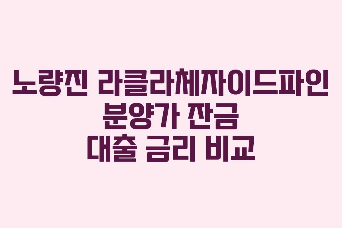노량진 라클라체자이드파인 분양가 잔금 대출 금리 비교