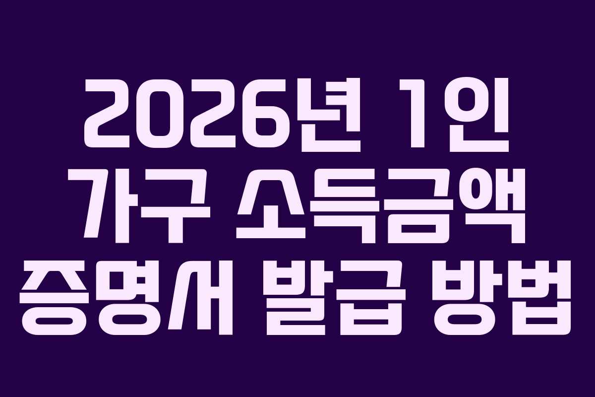 2026년 1인 가구 소득금액 증명서 발급 방법