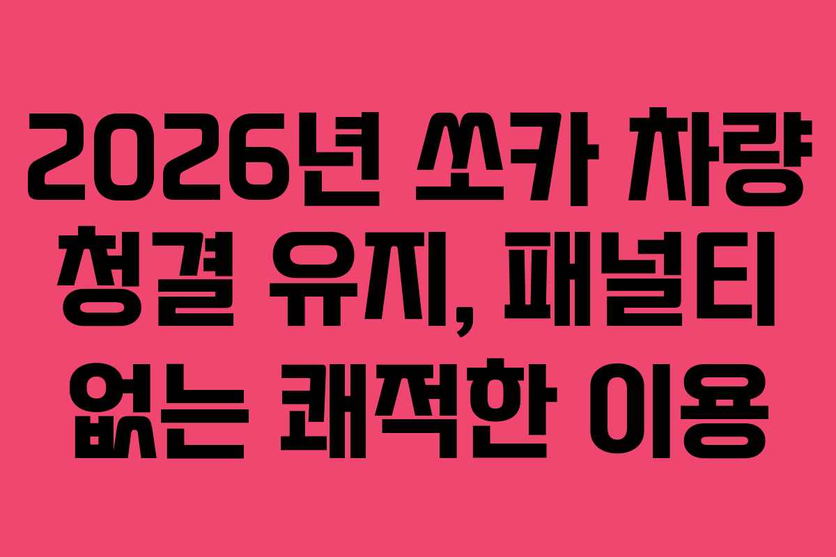 2026년 쏘카 차량 청결 유지, 패널티 없는 쾌적한 이용