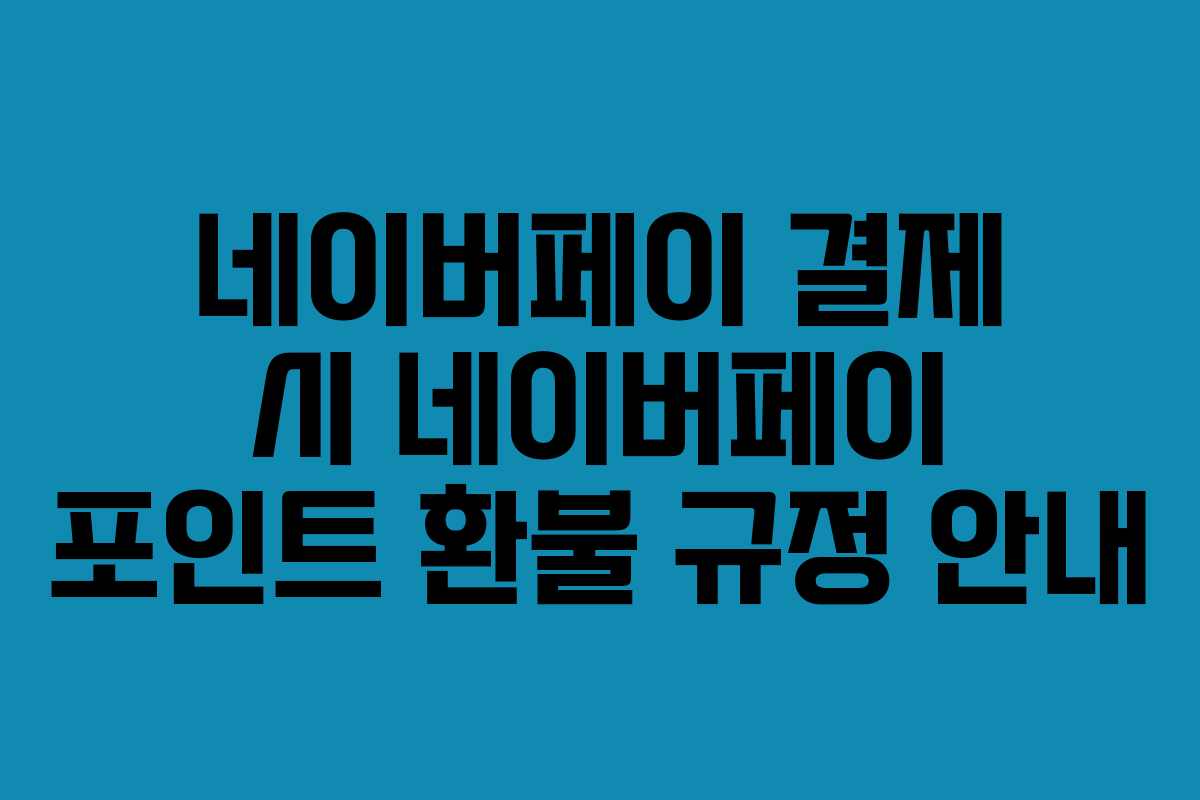 네이버페이 결제 시 네이버페이 포인트 환불 규정 안내