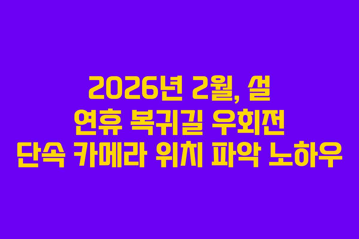 2026년-2월,-설-연휴-복귀길-우회전-단속-카메라-위치-파악-노하우