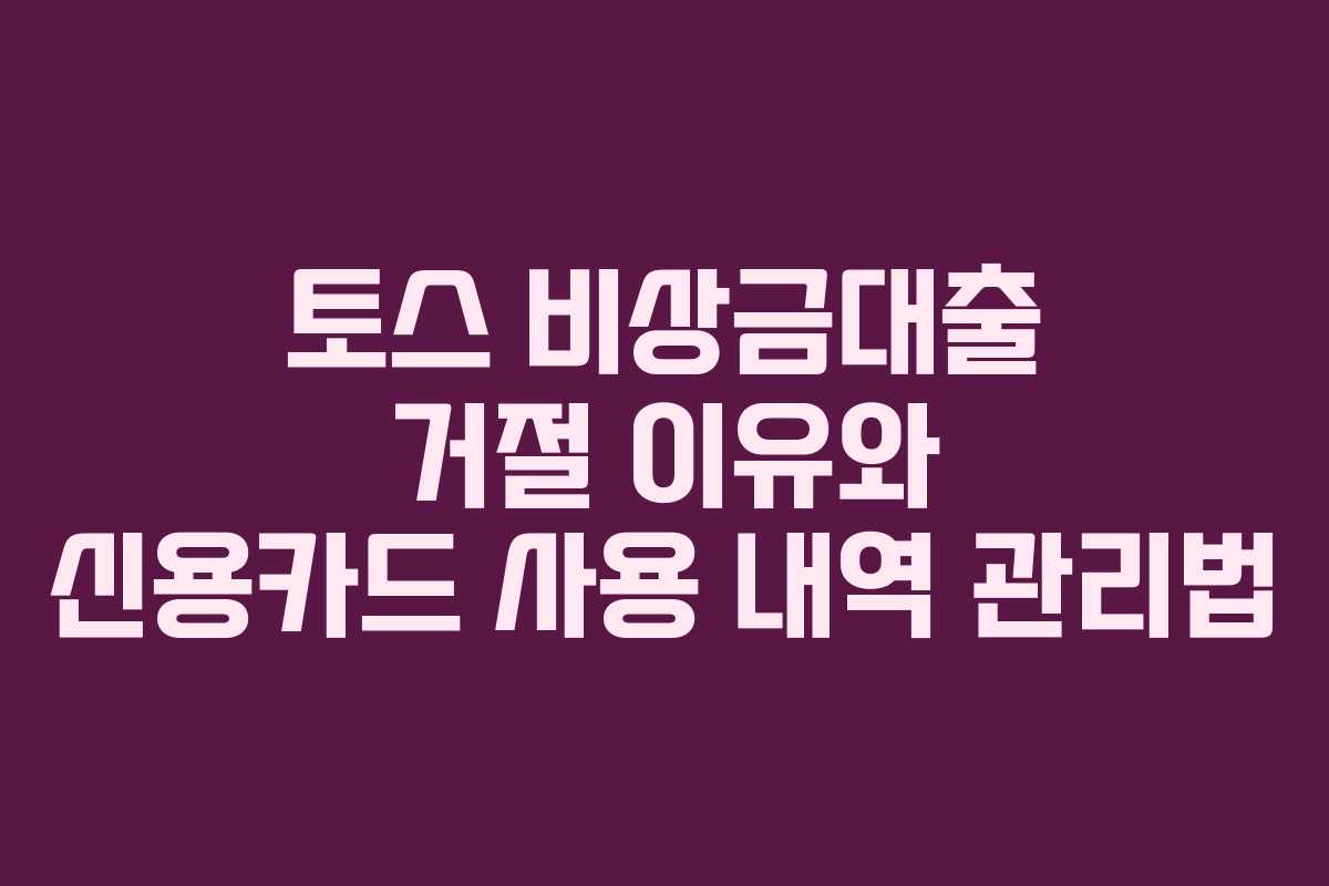 토스-비상금대출-거절-이유와-신용카드-사용-내역-관리법