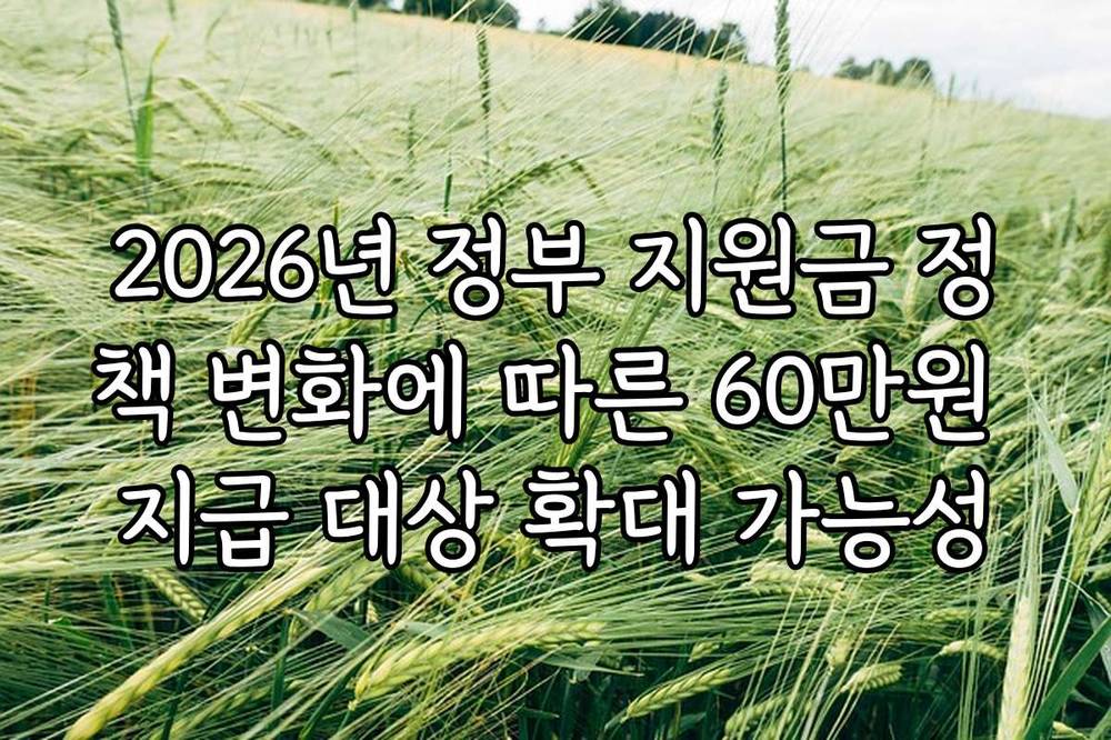 2026년 정부 지원금 정책 변화에 따른 60만원 지급 대상 확대 가능성