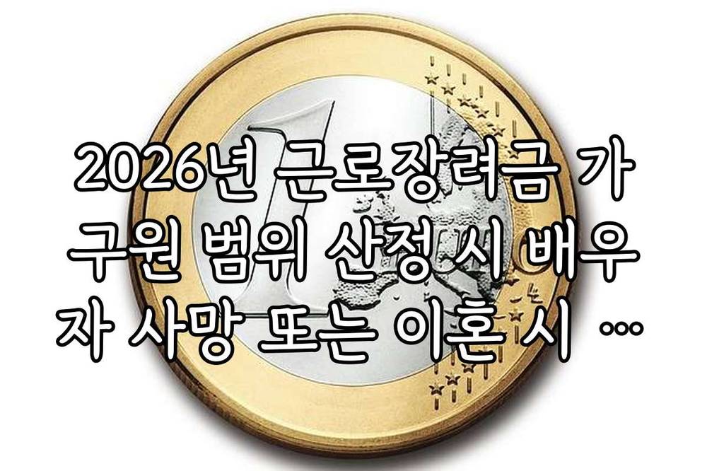 2026년 근로장려금 가구원 범위 산정 시 배우자 사망 또는 이혼 시 대처법