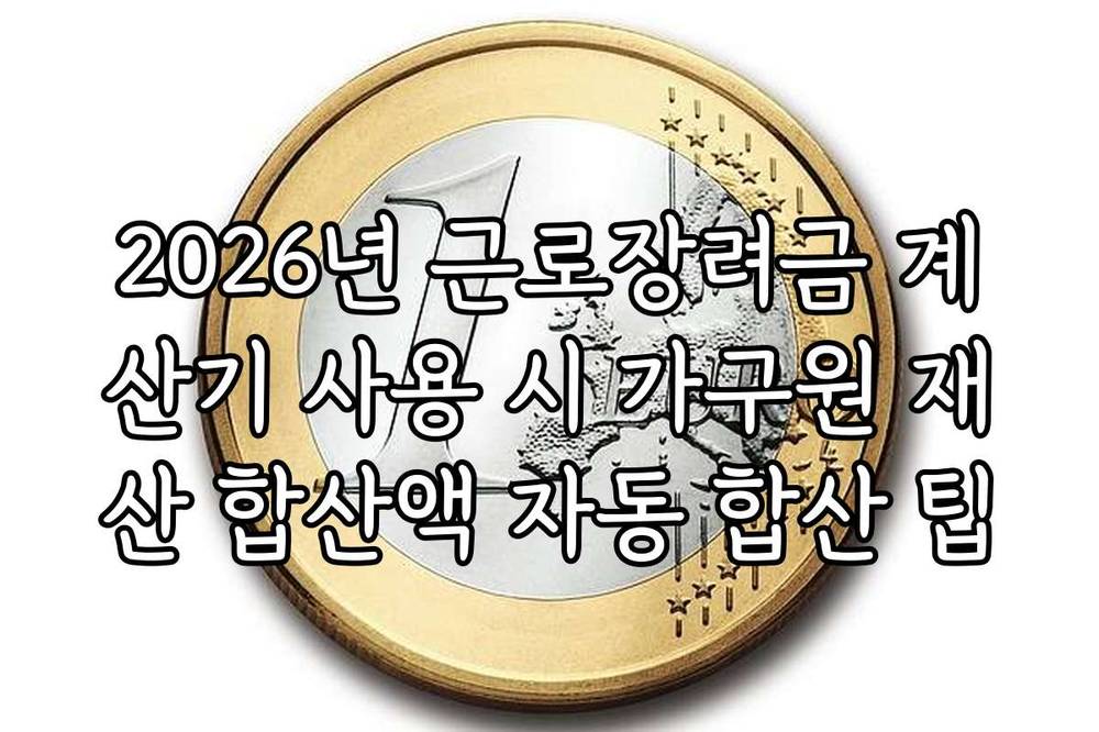 2026년 근로장려금 계산기 사용 시 가구원 재산 합산액 자동 합산 팁