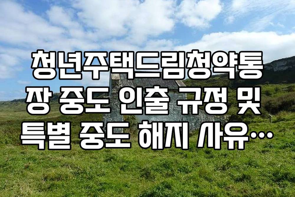 청년주택드림청약통장 중도 인출 규정 및 특별 중도 해지 사유 확인법