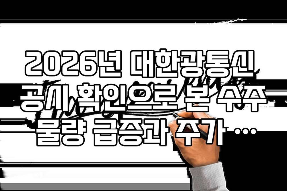 2026년 대한광통신 공시 확인으로 본 수주 물량 급증과 주가 상승 시나리오