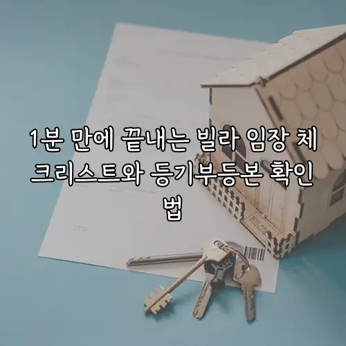 1분 만에 끝내는 빌라 임장 체크리스트와 등기부등본 확인법