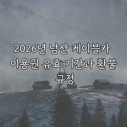 2026년 남산 케이블카 이용권 유효 기간과 환불 규정