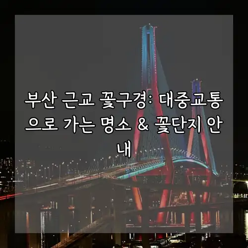 부산 근교 꽃구경: 대중교통으로 가는 명소 & 꽃단지 안내