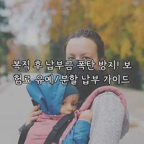 복직 후 납부금 폭탄 방지! 보험료 유예/분할 납부 가이드