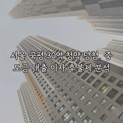 서울 국평 30억 청약 당첨, 중도금 대출 이자 후불제 분석